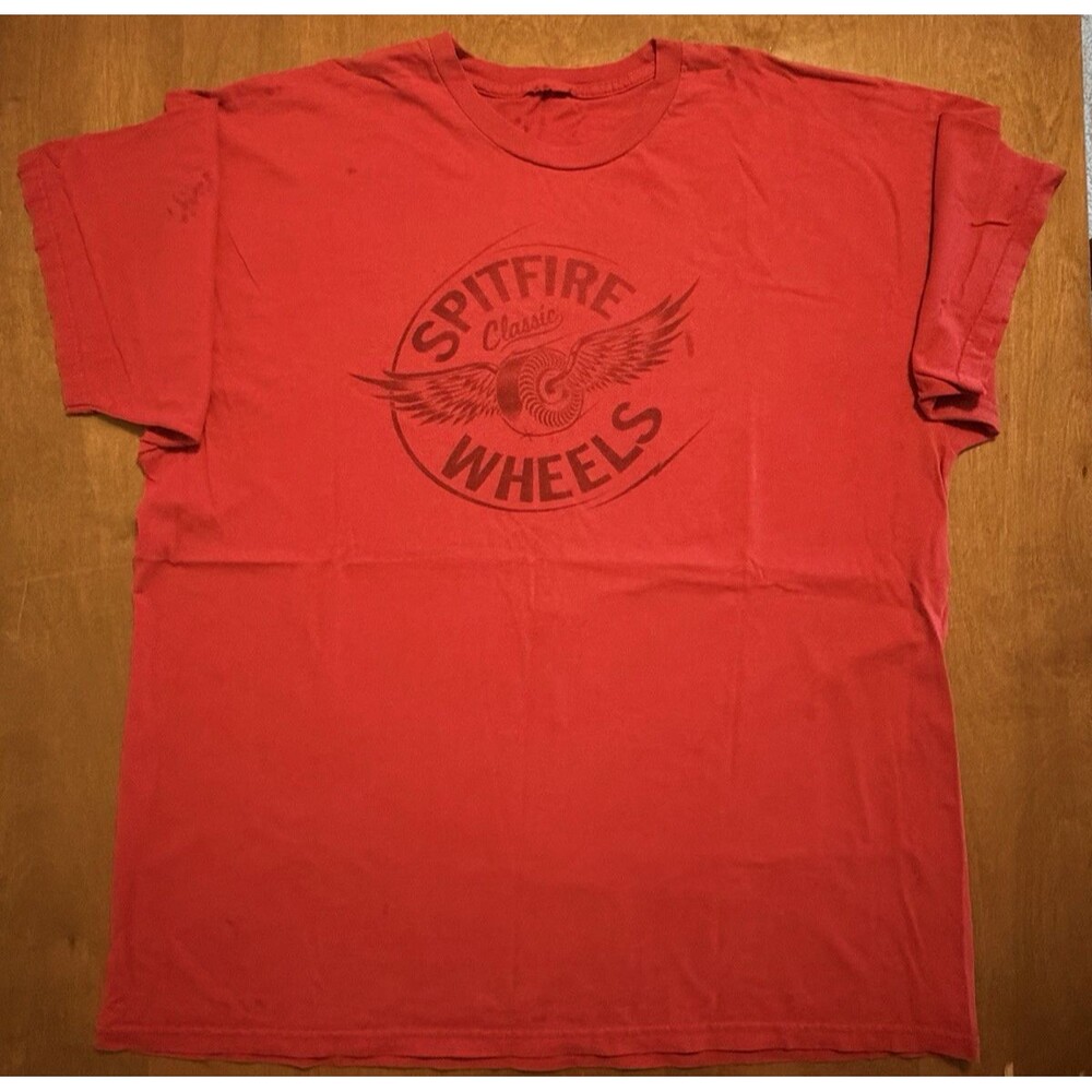 Vintage Spitfire Wheels Red T-Shirt Men's XL 2XL Distressed Trashed TShirt